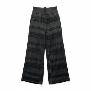 T Party Fashion Womens Med‎ Tiered Fringe Black Denim Wide Leg Palazzo Pants